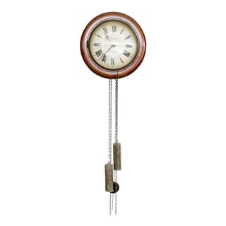 Antique Walnut Postman Weight Driven Wall Clock For Sale