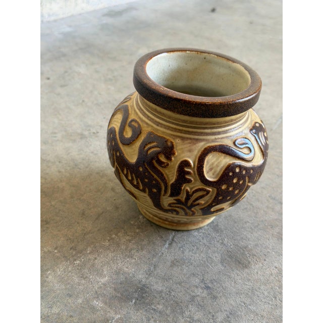 Ceramic Michael Andersen & Søn Danish Tiger Ceramic Vase Mid-Century 1960s For Sale - Image 7 of 9