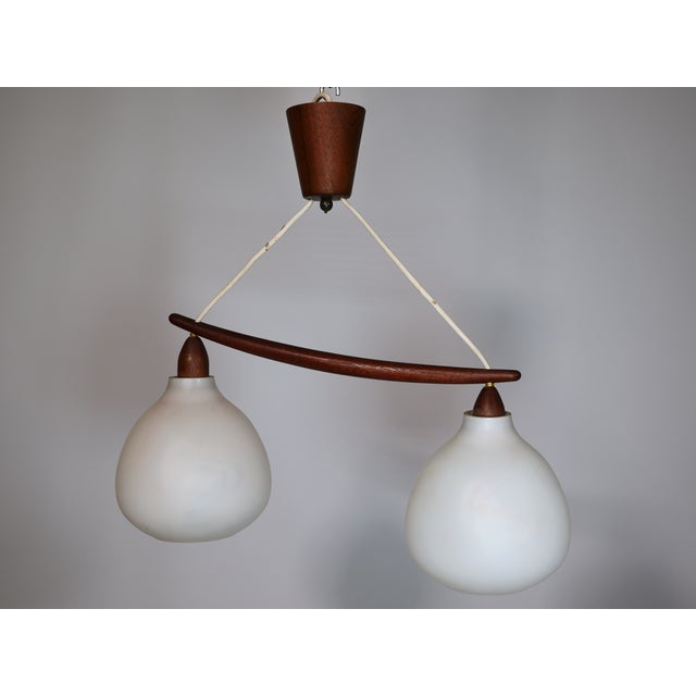 Mid-Century Ceiling Lamp in Opal Glass and Teak from Uno & Östen Kristiansson, 1960s For Sale - Image 9 of 9