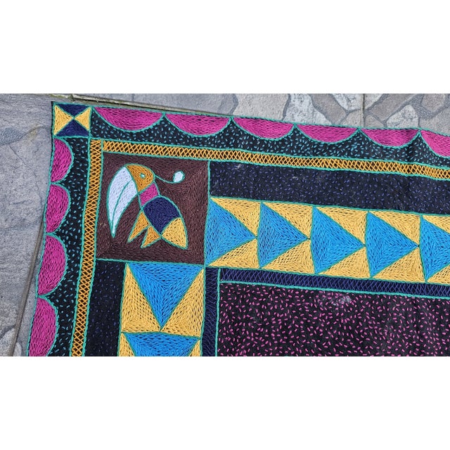 Textile Embroidered Kilim with South African Parrots, 1997 For Sale - Image 7 of 9