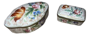 Early 20th Century French Porcelain Vanity Boxes - Set of 2