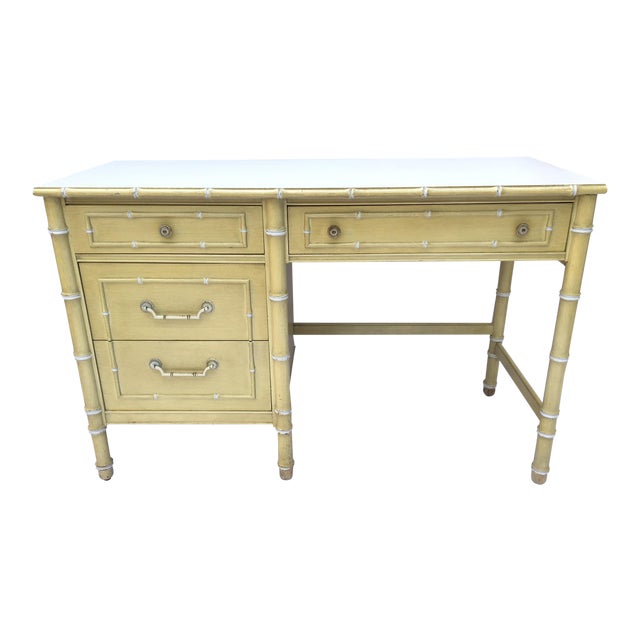 Thomasville Hollywood Regency Faux Bamboo Allegro Writing Desk Chairish
