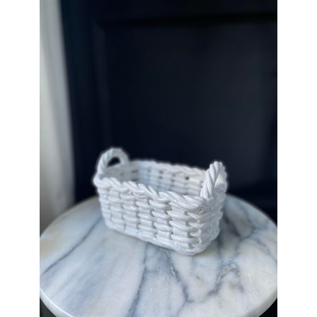 Sculpture Materials Late 20th Century Signed Italian Ceramiche Woven Basket For Sale - Image 7 of 7
