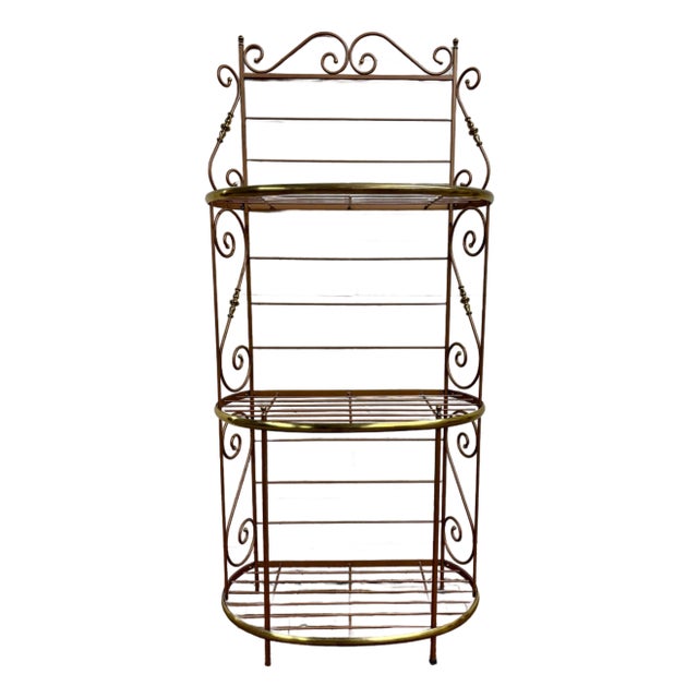 Vintage French Style Iron and Brass Boulangerie Rack Baker’s Rack For Sale