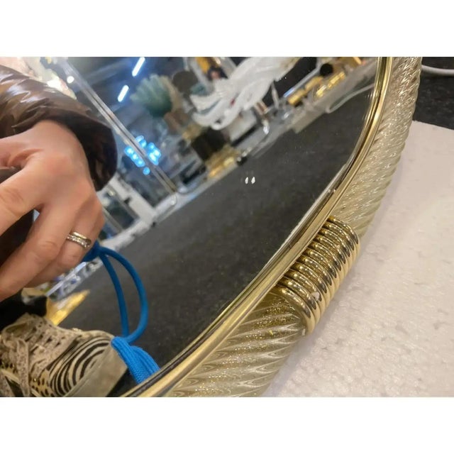 Contemporary Venetian Style Murano Glass Mirror with Twisted Torciglione Frame by Simoeng For Sale - Image 3 of 9