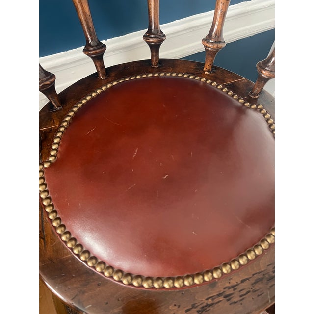 Brown Pair of 1960’s Leather and Wood Counter Stools For Sale - Image 8 of 12