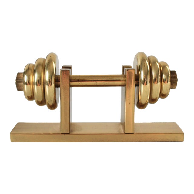 Vintage Brass Dumbbell Paperweight For Sale
