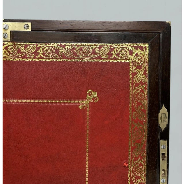 Antique Regency Brass Bound Traveling Desk Wooden Mahogany Writing Slope Regency For Sale - Image 10 of 11