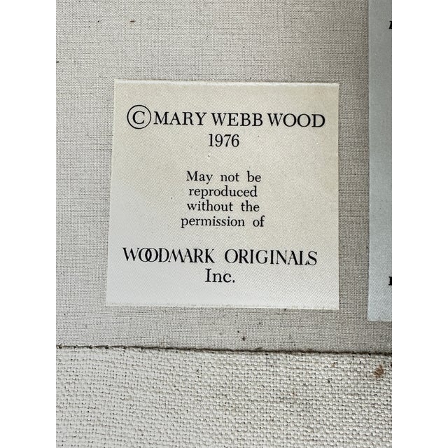 Vintage Woodmark Mary Webb Wood Blue "Tree of Life" Embroidered Wingback Chair For Sale - Image 11 of 12