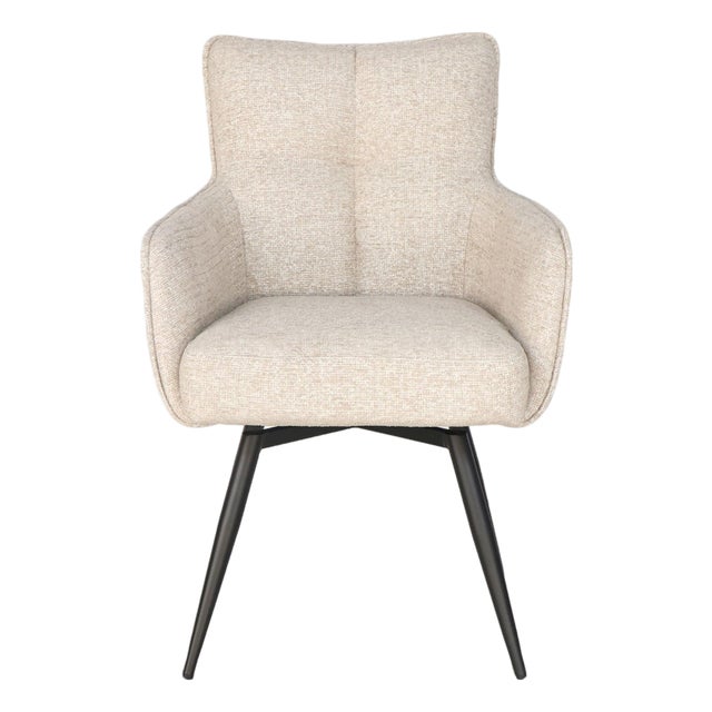 Beige Chenille Swivel Desk Chair For Sale