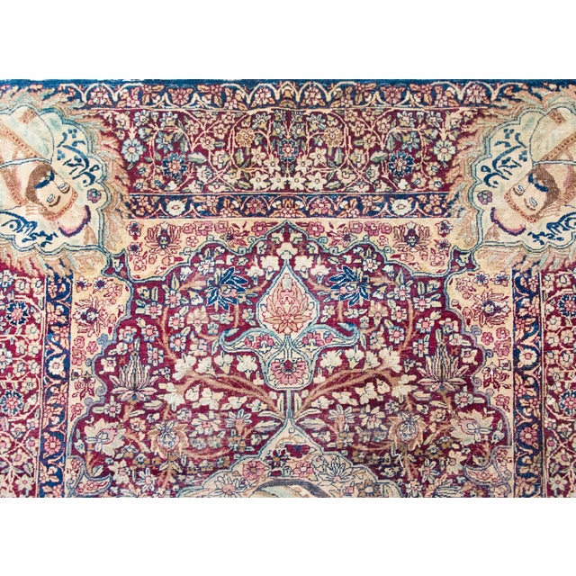 Red Late 19th Century Persian Lavar Pictorial Karim Khan Zand Rug For Sale - Image 8 of 13