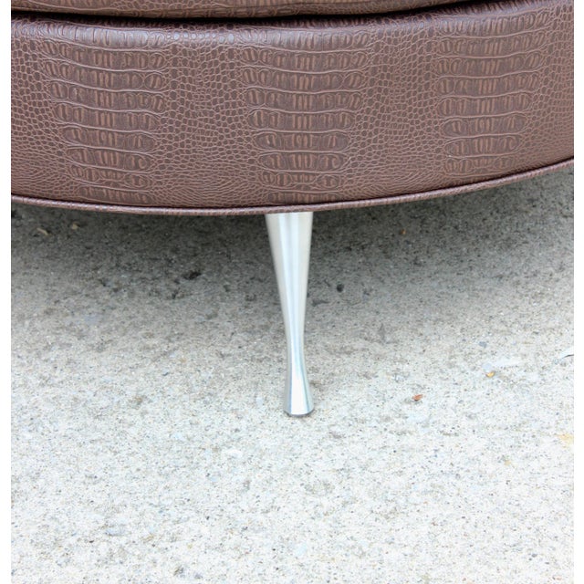 Mid Century Modern Crocodile Leather Ottoman Coffee Table For Sale - Image 4 of 7