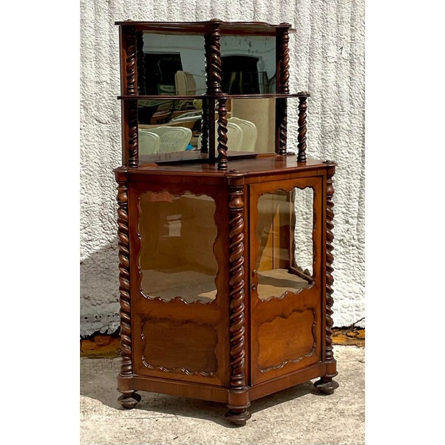 American Early 20th Century Boho Barley Twist Bi-Level Cabinet For Sale - Image 3 of 4