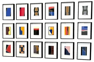 Rolf Hans, Complete Wall with 18 Collages, 1994/1995, Hardedge, Color Field, Set of 18