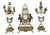 Louis XV Brass Marble Garniture Set with Candelabras, Set of 3 For Sale