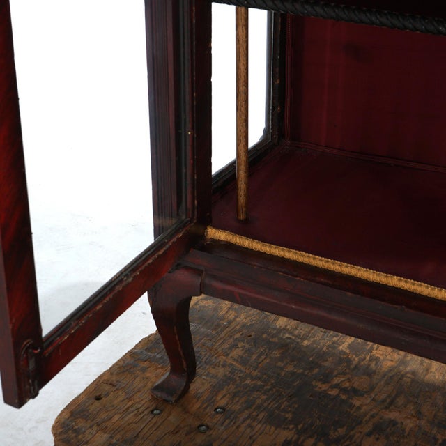 Antique Carved Mahogany Two-Door & Two-Drawer Mirrored China Cabinet C1910 For Sale - Image 9 of 10