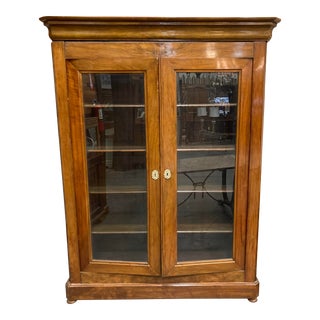 Louis Philippe Glass Door Bibliotheque Bookcase Cabinet For Sale