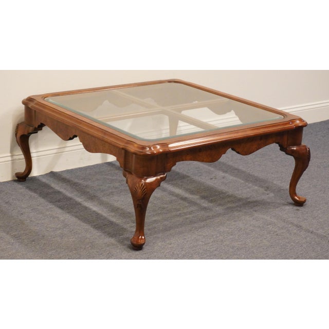 Hekman Furniture Solid Cherry Traditional Style 39" Square Glass Topped Accent Coffee Table For Sale In Kansas City - Image 6 of 8