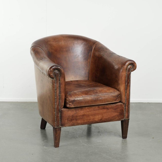 Vintage Club Chair in Sheepskin Leather For Sale - Image 14 of 14
