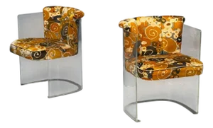 Vladimir Kagan, American Modern, Lucite, Fabric, Armchairs, Usa, 1970s