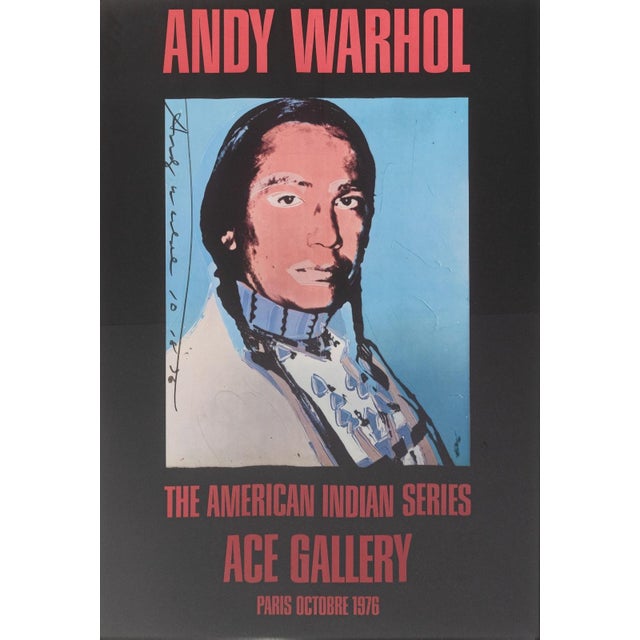 Indian Andy Warhol the American Indian Series 1976 Signed Exhibition Poster Ace Gallery For Sale - Image 3 of 9