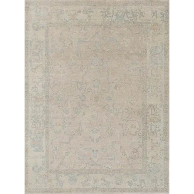 Not Yet Made - Made To Order Modern Handknotted Oushak Rug in Sky Blue & Oyster Grey, 12' x 15' For Sale - Image 5 of 5