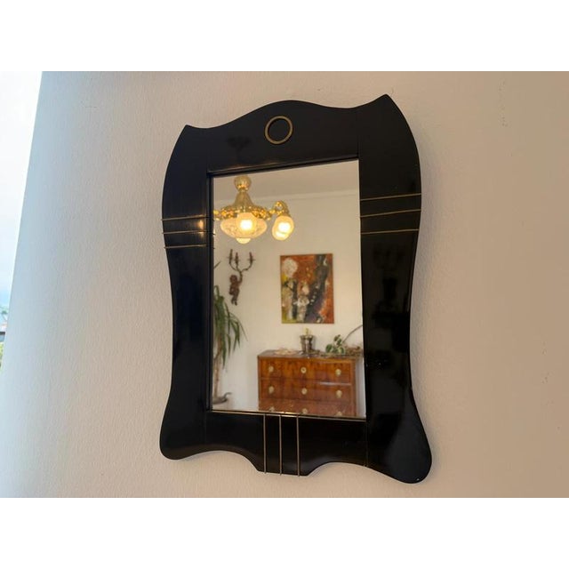 19th Century Antique Art Nouveau Walnut Veneered Wall Mirror, 1890s For Sale - Image 5 of 9