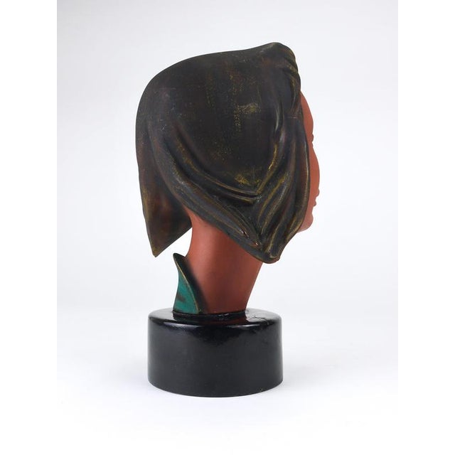 Large Mid-Century Female Bust Head of Young Woman in Terracotta, Austria, 1950s For Sale - Image 16 of 18