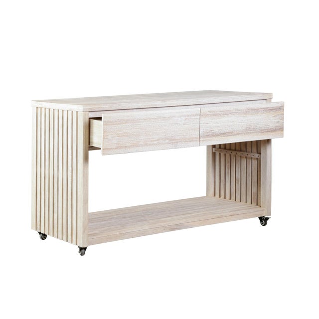 Imperial Grove Outdoor Solid Teak Wood, Natural Look Kitchen Island For Sale In Chicago - Image 6 of 13