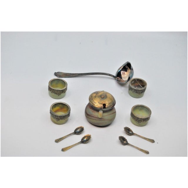 Silver Silver Salt and Pepper Shakers with Glass Cores and Spoons, Set of 11 For Sale - Image 8 of 11