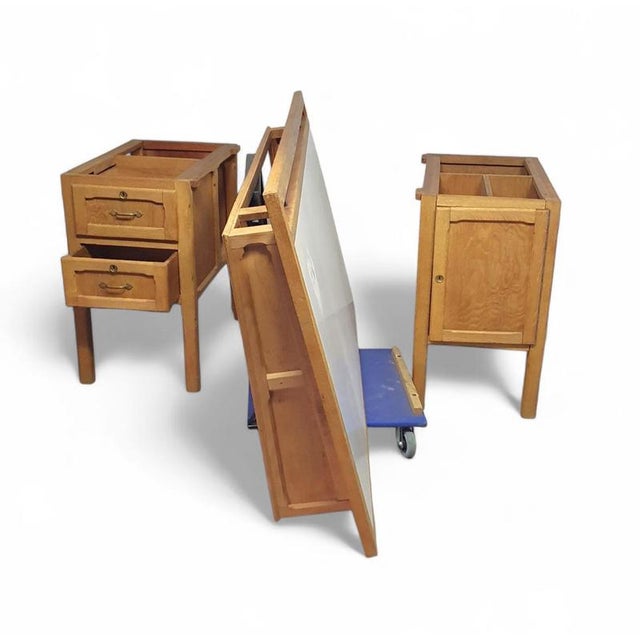 Large Oak Architect's Desk, 1940s For Sale - Image 14 of 18