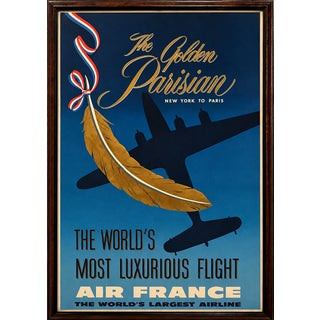 Mid-20th Century Air France - The Golden Parisian, New York to Paris, Vintage Travel Poster For Sale