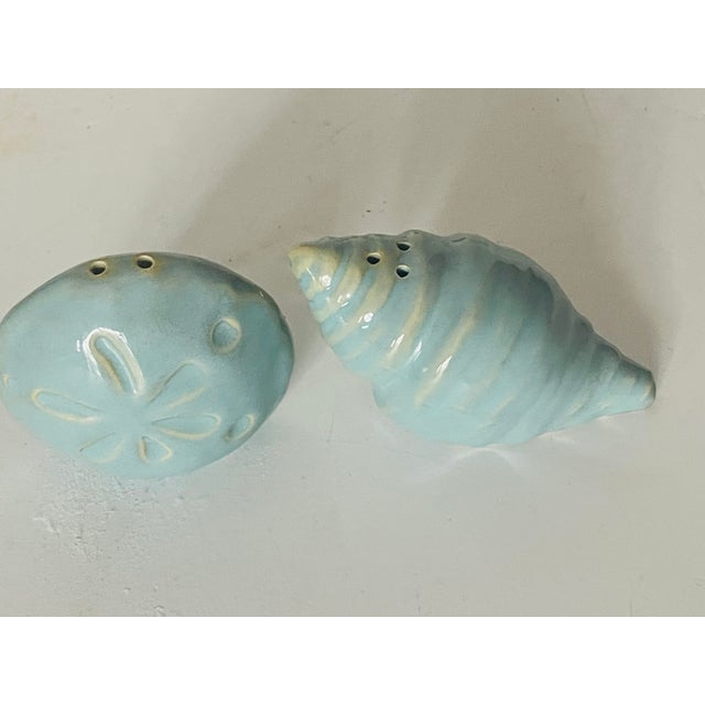 Vintage Sea Shell Ceramic Salt and Paper Shakers For Sale - Image 4 of 5