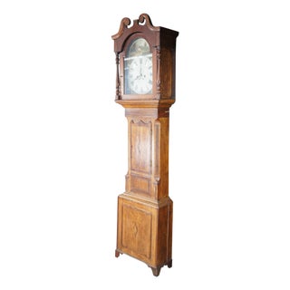 Antique English Georgian Quartersawn Oak Baldwin Loughborough Longcase Clock 85" For Sale