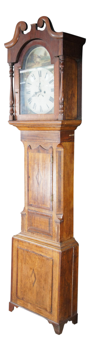 Antique English Georgian Quartersawn Oak Baldwin Loughborough Longcase Clock 85"