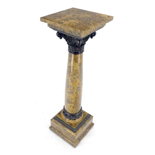 Neoclassical 14" Square Top Tapered Column Pedestal Stand Lamp Table MINT For Sale - Image 10 of 12