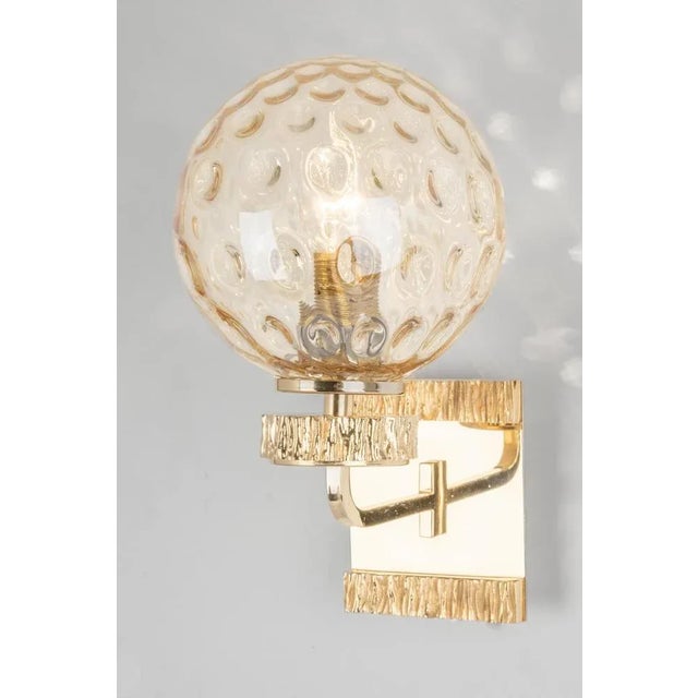 Glass and Brass Sconces in the style of Palwa, Germany, 1970s, Set of 2 For Sale - Image 9 of 11