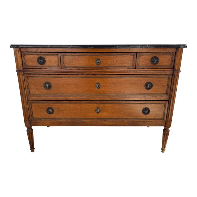 19th Century Louis XVI Walnut Marble Top Chest of Drawer / Commodes For Sale