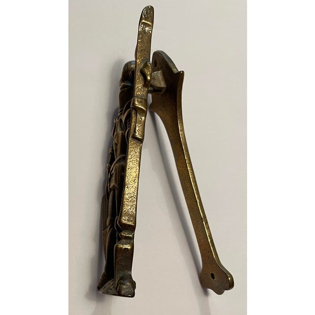 English Vintage Medieval Knight Brass Door Knocker For Sale - Image 3 of 5