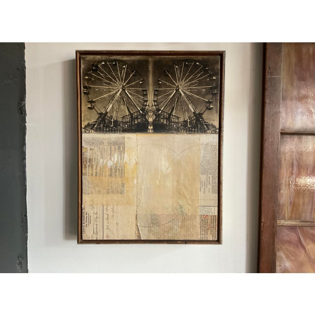 Vintage Abstract Mixed Media Collage — "Double Wheel" For Sale - Image 16 of 17