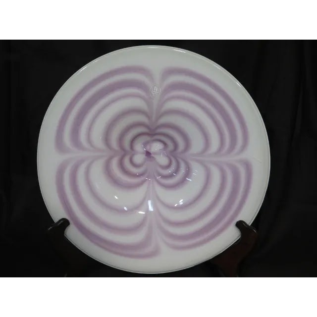 2010s Castilian Purple & White Blown Glass Plate For Sale - Image 5 of 5