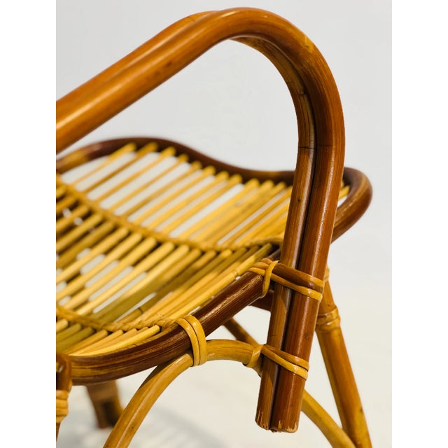 Late 20th Century Vintage Albini Style Bamboo and Rattan Child's Lounge Chair For Sale In Philadelphia - Image 6 of 10