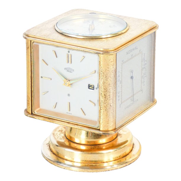 Angelus Table Clock with Date and Instruments, 1960s For Sale