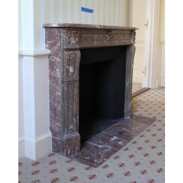 French Waldorf Astoria Rouge Royal Marble Mantel For Sale - Image 3 of 12