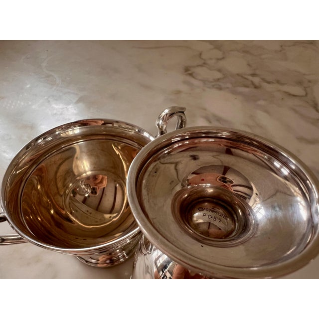 1940s Neoclassical Sterling Silver Cream and Sugar Set For Sale - Image 14 of 17