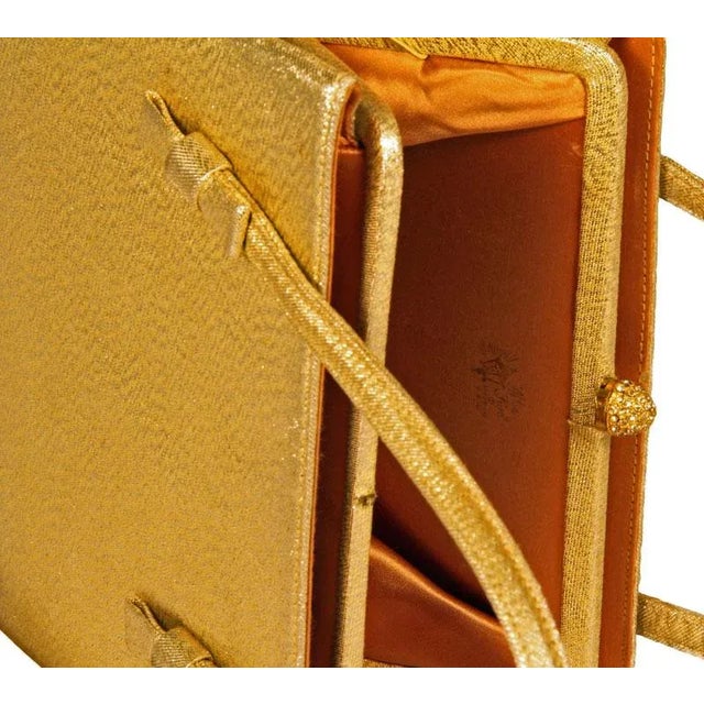 Textile Vintage 50’s After Five Gold Lame Evening Purse For Sale - Image 7 of 8