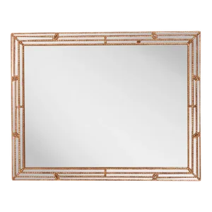 1990s Italian Hand-Carved Notched Rope Design Framed Mirror