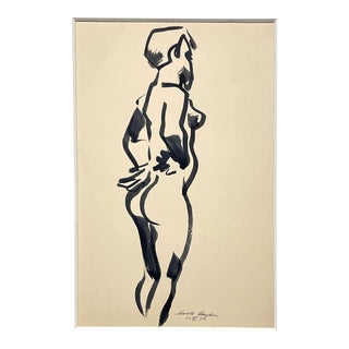 Black & White Figure Study of a Standing Nude by Artist Harold Haydon For Sale