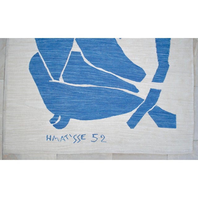 Henri Matisse - Blue Nude 3 - Inspired Silk Hand Woven Flat Weave Area - Wall Rug 4′8″ × 6′10″ For Sale - Image 12 of 16