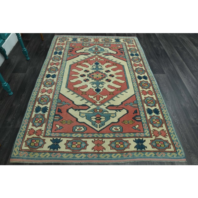 Traditional 1970s Vintage Turkish Oushak Handmade Wool Cotton Pink Area Rug For Sale - Image 3 of 11